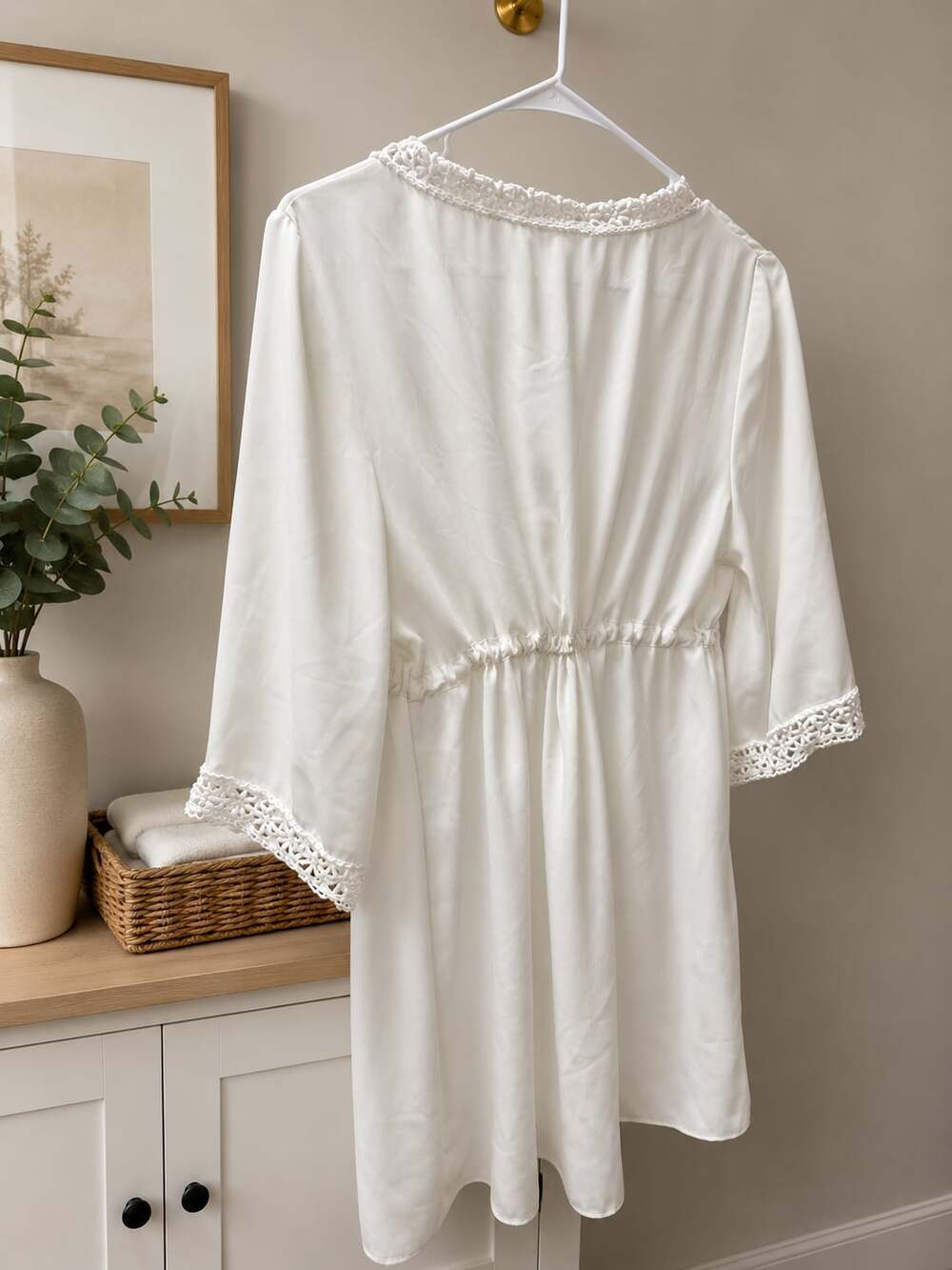 Flora Nikrooz Ivory Lace Trim Bridal Robe Boho Honeymoon Cover Up S - Picture 3 of 8
